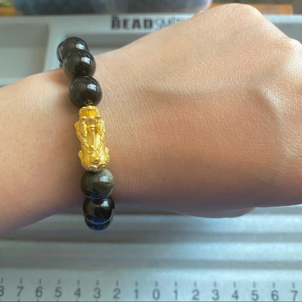 Real 24k Solid Gold Pixiu Natural Wealth Bracelet